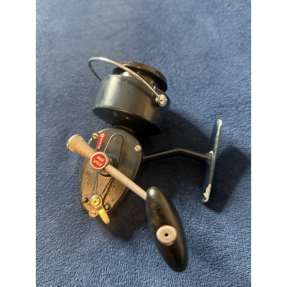 Vtg 1980s Garcia Mitchell 400 Highspeed Spinning Reel France Navy Blue Y2373